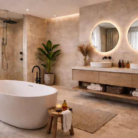 Statement baden en dubbele wastafels: luxe badkamer trends voor 2026
